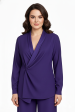 Viscose Wrap Blouse & Palazzo Pants Set - imagine 3