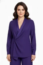 Viscose Wrap Blouse & Palazzo Pants Set - Image 3