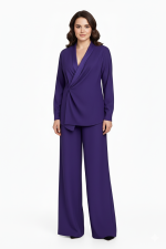 Viscose Wrap Blouse & Palazzo Pants Set - imagine 4