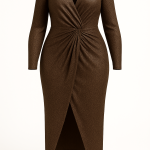 Draped Midi Dress in Elastic Metallic Crepe