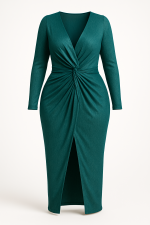 Draped Midi Dress in Elastic Metallic Crepe - imagine 3