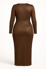 Draped Midi Dress in Elastic Metallic Crepe - imagine 2