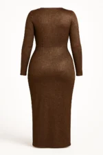 Draped Midi Dress in Elastic Metallic Crepe - Image 2