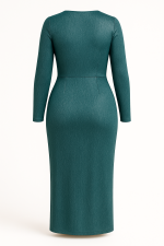 Draped Midi Dress in Elastic Metallic Crepe - imagine 4