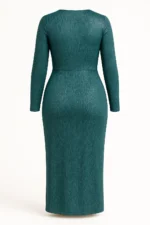 Draped Midi Dress in Elastic Metallic Crepe - Image 4