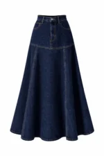 Denim Maxi Skirt with Flared Silhouette